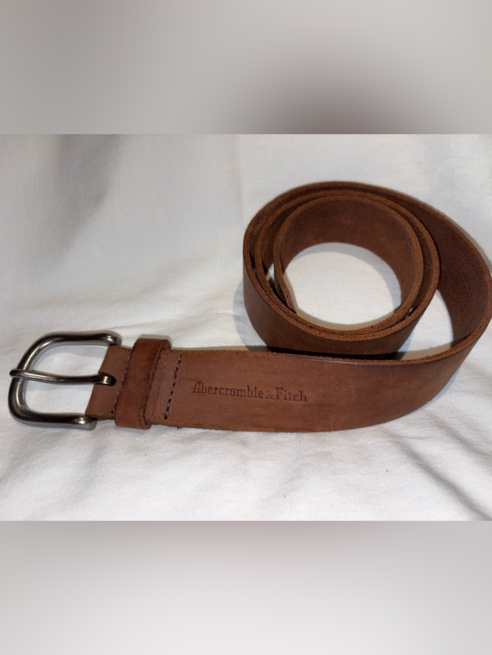 Abercrombie & Fitch Brown Suede Leather Men's Belt with Silver Buckle Vintage